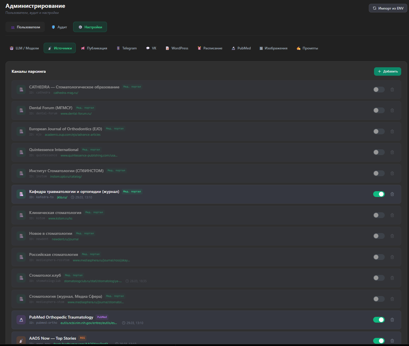 Источники данных